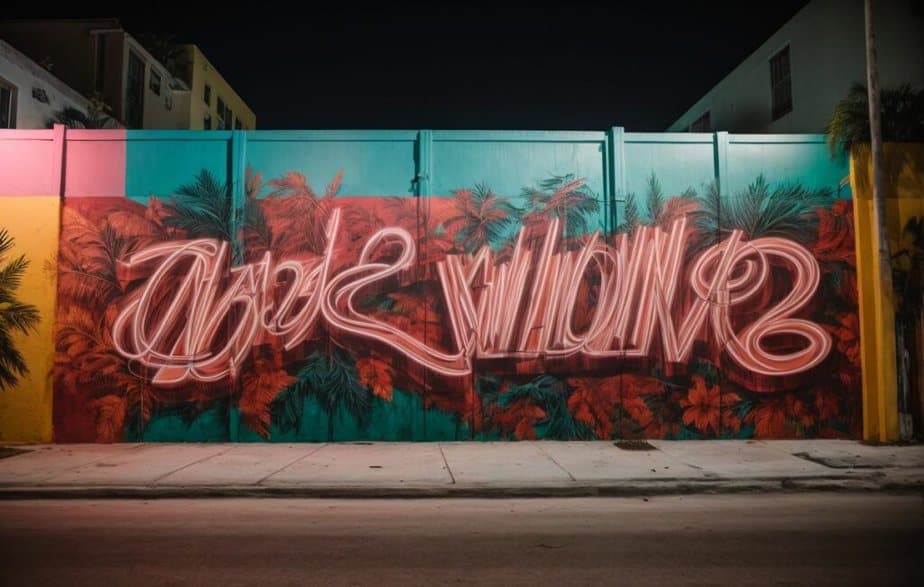 Wynwood Walls In Miami in the night